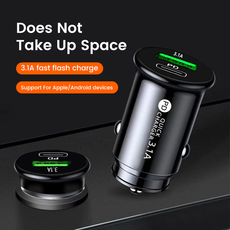Fast Car Charger 2 Port USB + TYPE C
