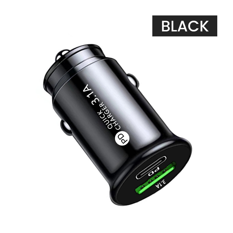 Fast Car Charger 2 Port USB + TYPE C